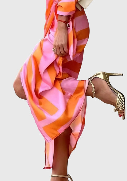 Evelyn Women’s Wrap Dress with Adjustable Waist and Printed Design 3