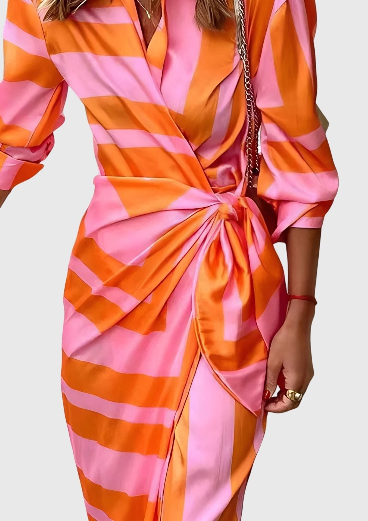 Evelyn Women’s Wrap Dress with Adjustable Waist and Printed Design 6