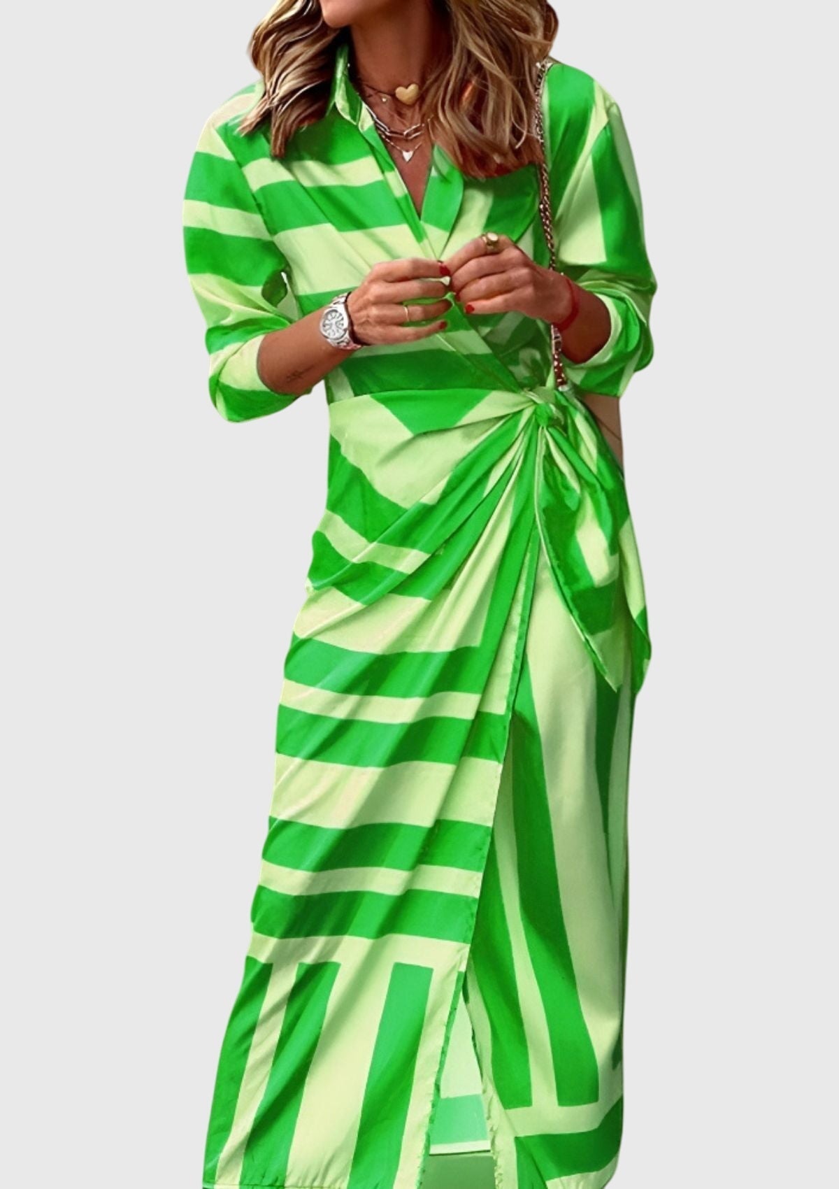 Evelyn Women’s Wrap Dress with Adjustable Waist and Printed Design 8