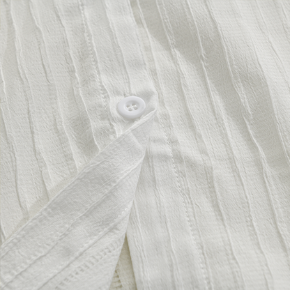 Fabian Men's Dress Shirt with Ribbed Texture and Button Placket 8