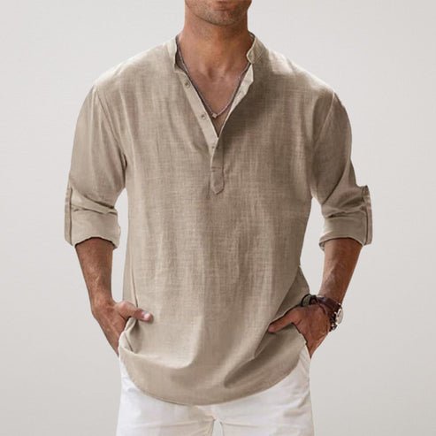 Fabian Men's Shirt with Roll-Up Sleeves and Relaxed Fit for Casual Summer Style 0