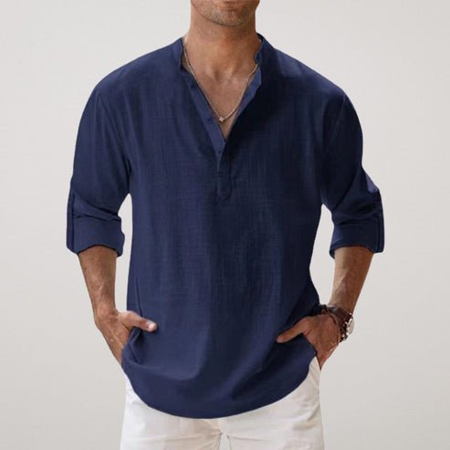 Fabian Men's Shirt with Roll-Up Sleeves and Relaxed Fit for Casual Summer Style 2