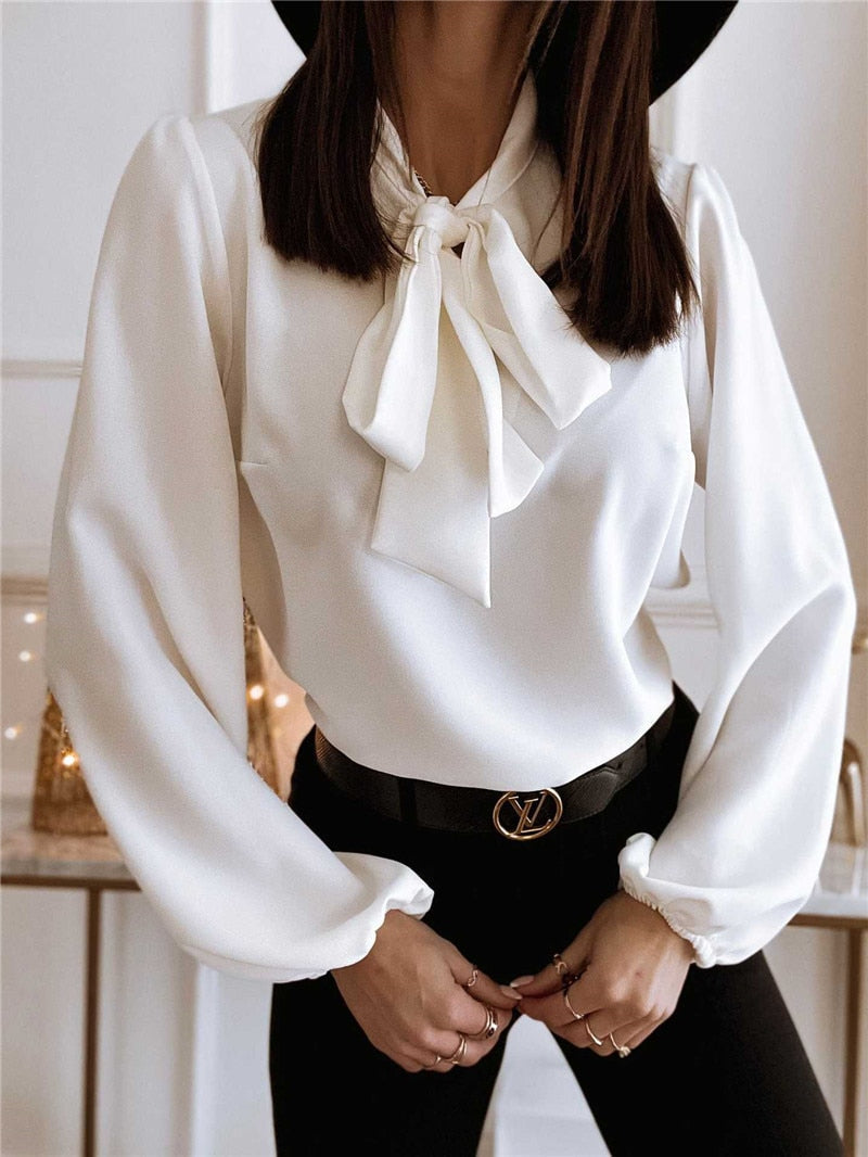Felicia Women’s Blouse with Bow Collar and Long Sleeves 4