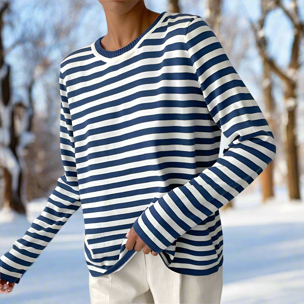 Felicia Women’s Casual Shirt with Striped Long Sleeves 0