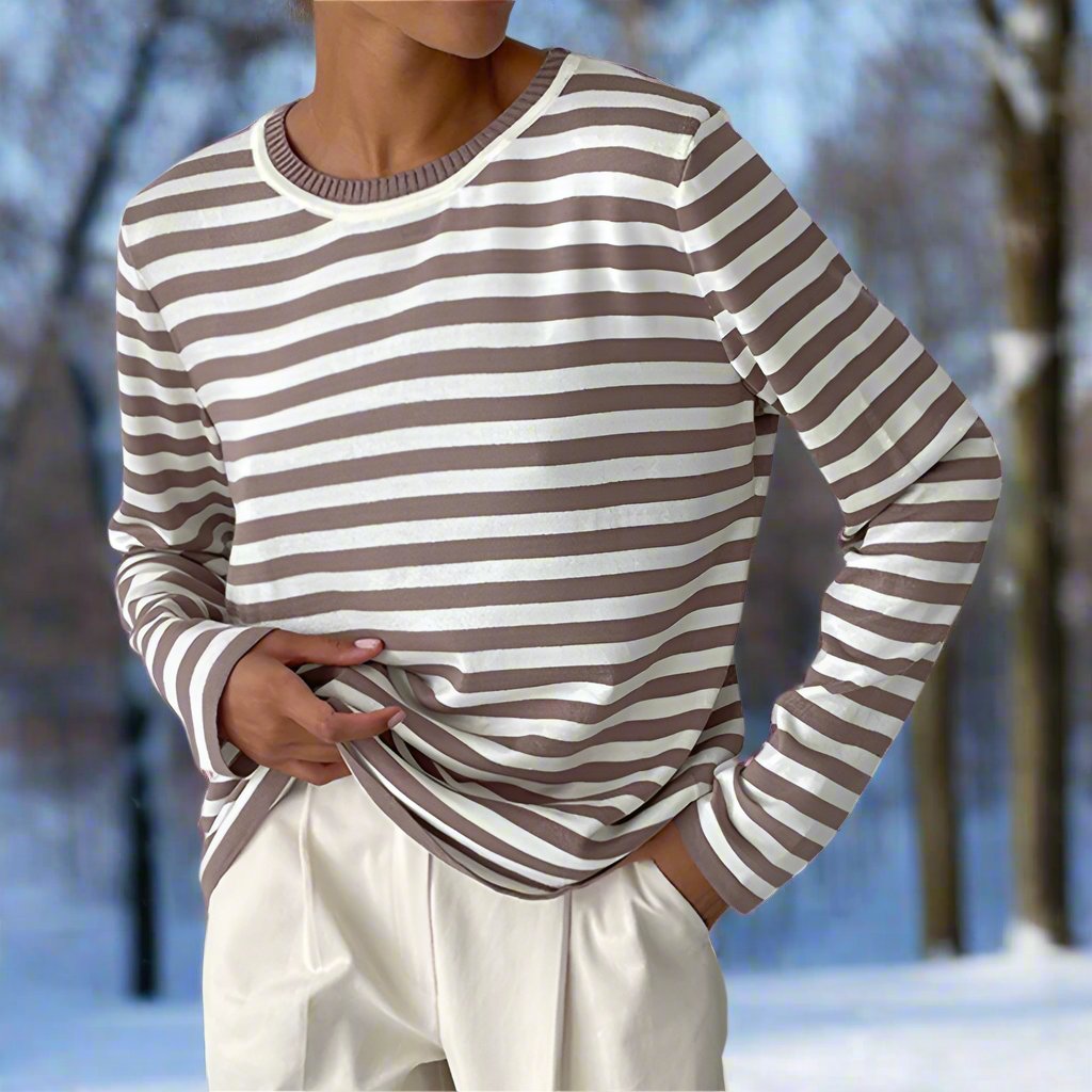 Felicia Women’s Casual Shirt with Striped Long Sleeves 1