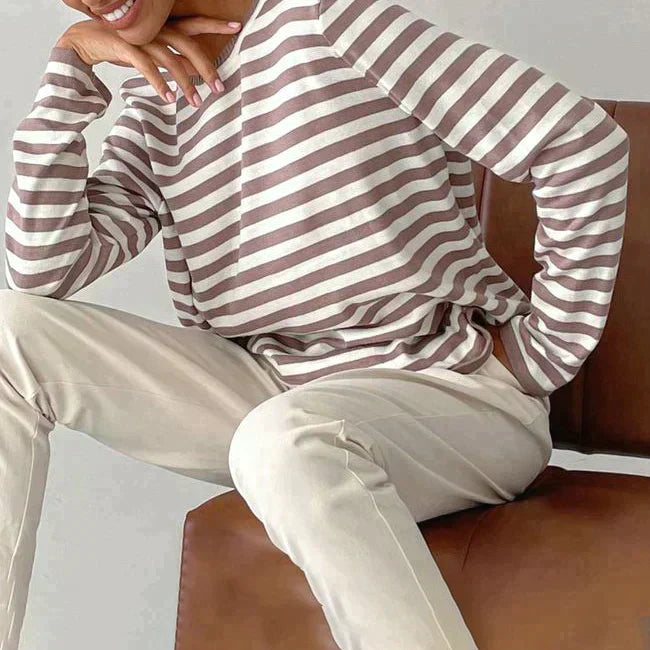 Felicia Women’s Casual Shirt with Striped Long Sleeves 2