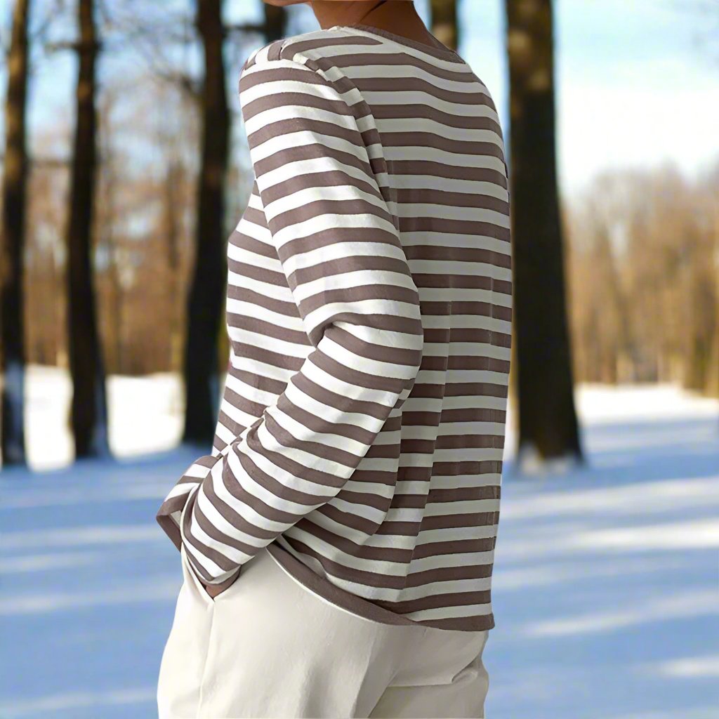 Felicia Women’s Casual Shirt with Striped Long Sleeves 8