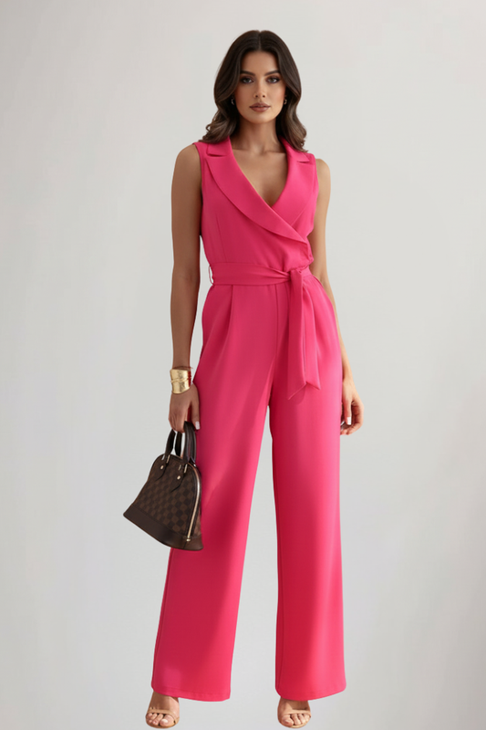 Felicity Women’s Jumpsuit with V-Neck and Waist Belt for Elegant Style 0