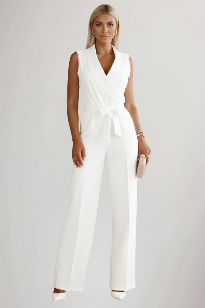 Felicity Women’s Jumpsuit with V-Neck and Waist Belt for Elegant Style 4