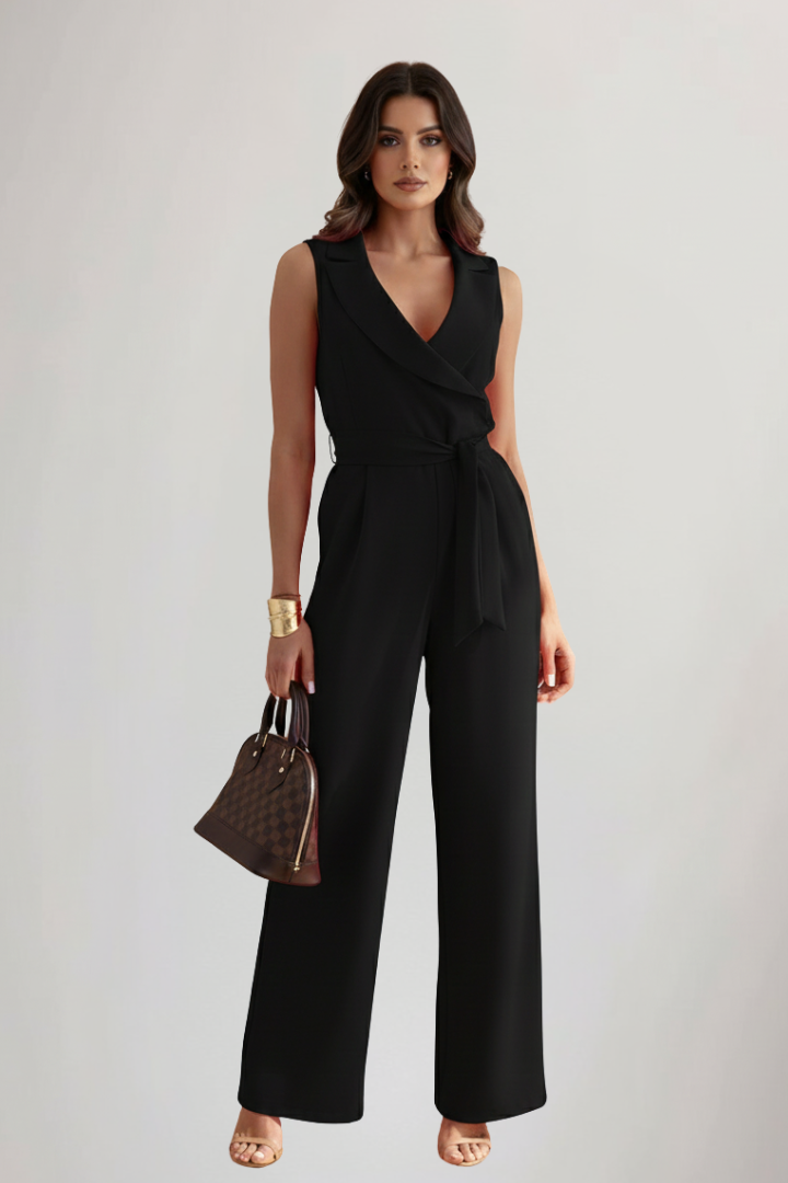 Felicity Women’s Jumpsuit with V-Neck and Waist Belt for Elegant Style 6