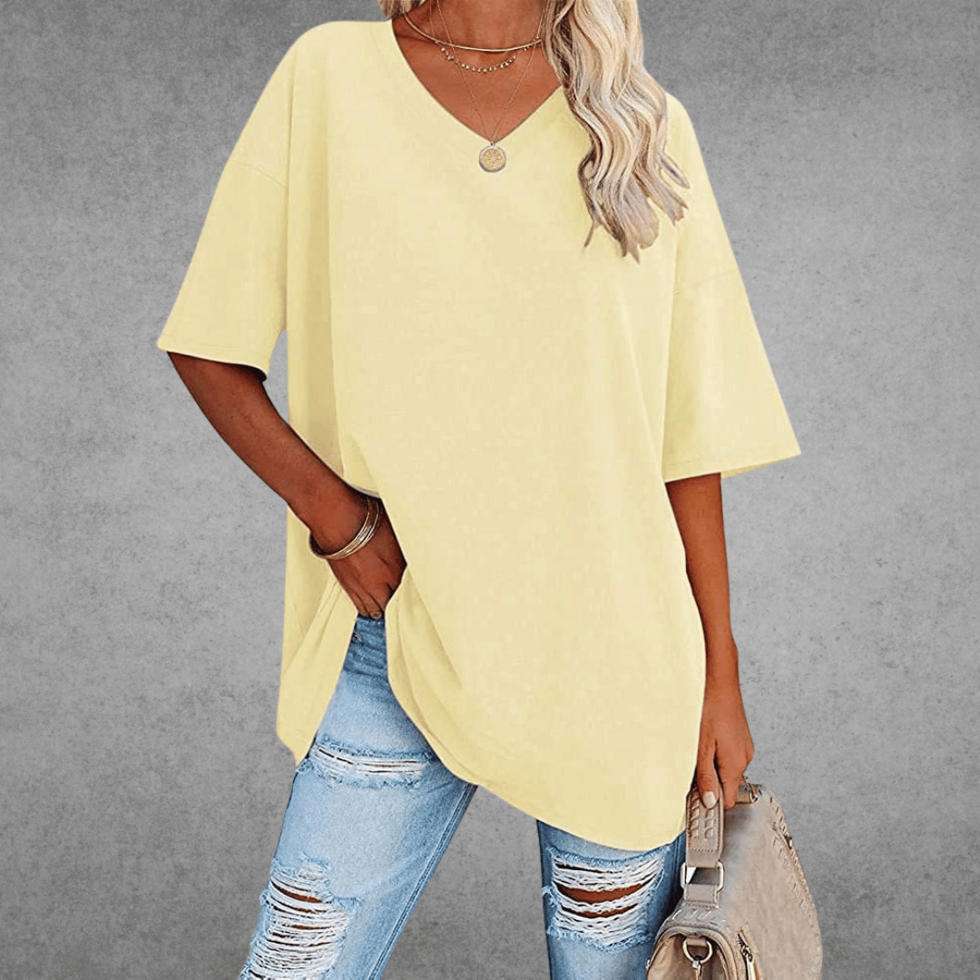 Fiona Women’s T-Shirt with Oversize V-Neck and Relaxed Silhouette 10