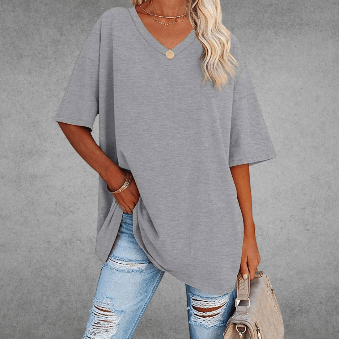 Fiona Women’s T-Shirt with Oversize V-Neck and Relaxed Silhouette 11