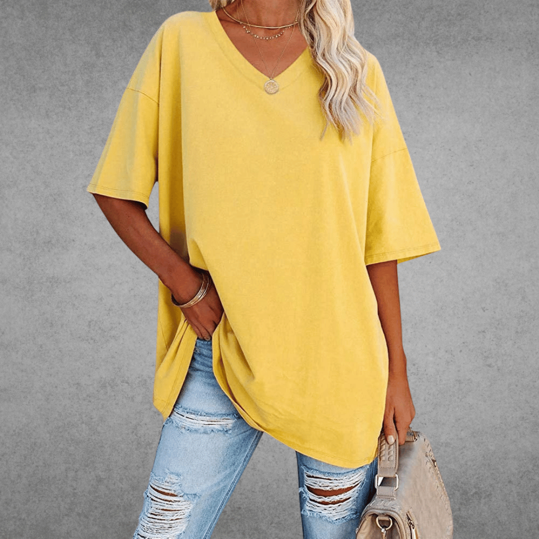 Fiona Women’s T-Shirt with Oversize V-Neck and Relaxed Silhouette 12