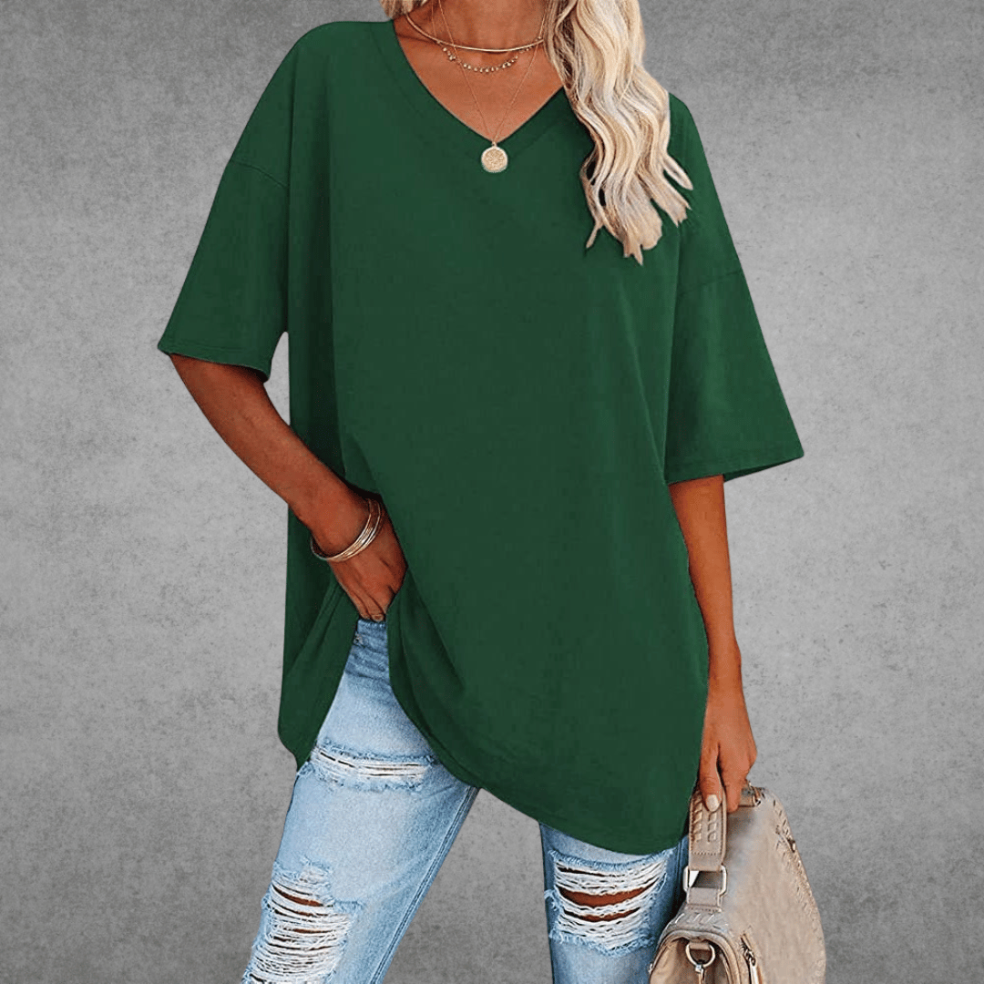 Fiona Women’s T-Shirt with Oversize V-Neck and Relaxed Silhouette 13