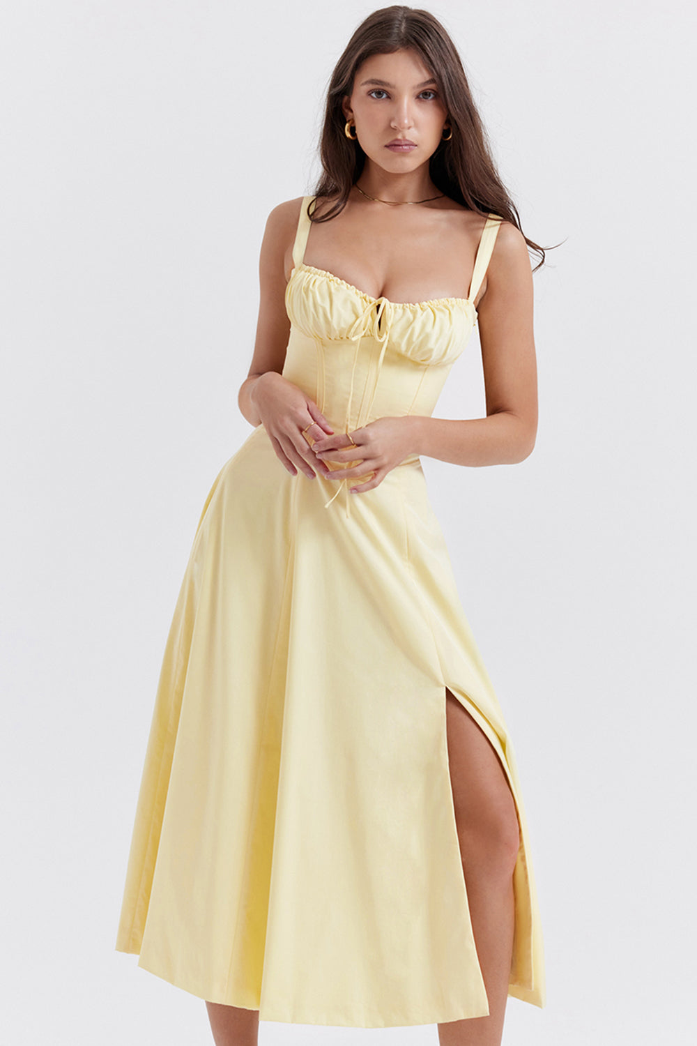 Fiora Women’s Dress with Floral Print, Heart Neckline, and Side Slit 10