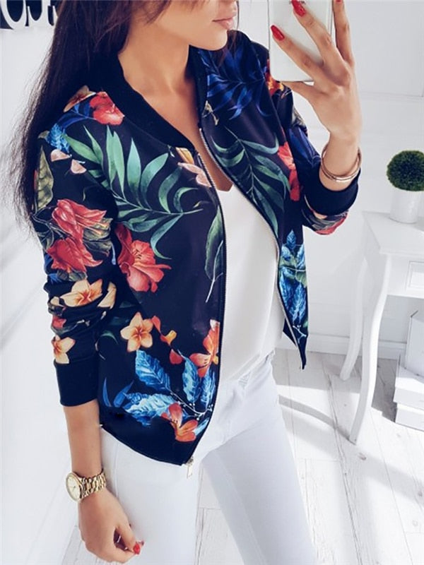 Fiora Women's Floral Bomber Jacket | Lightweight Casual Layer 6