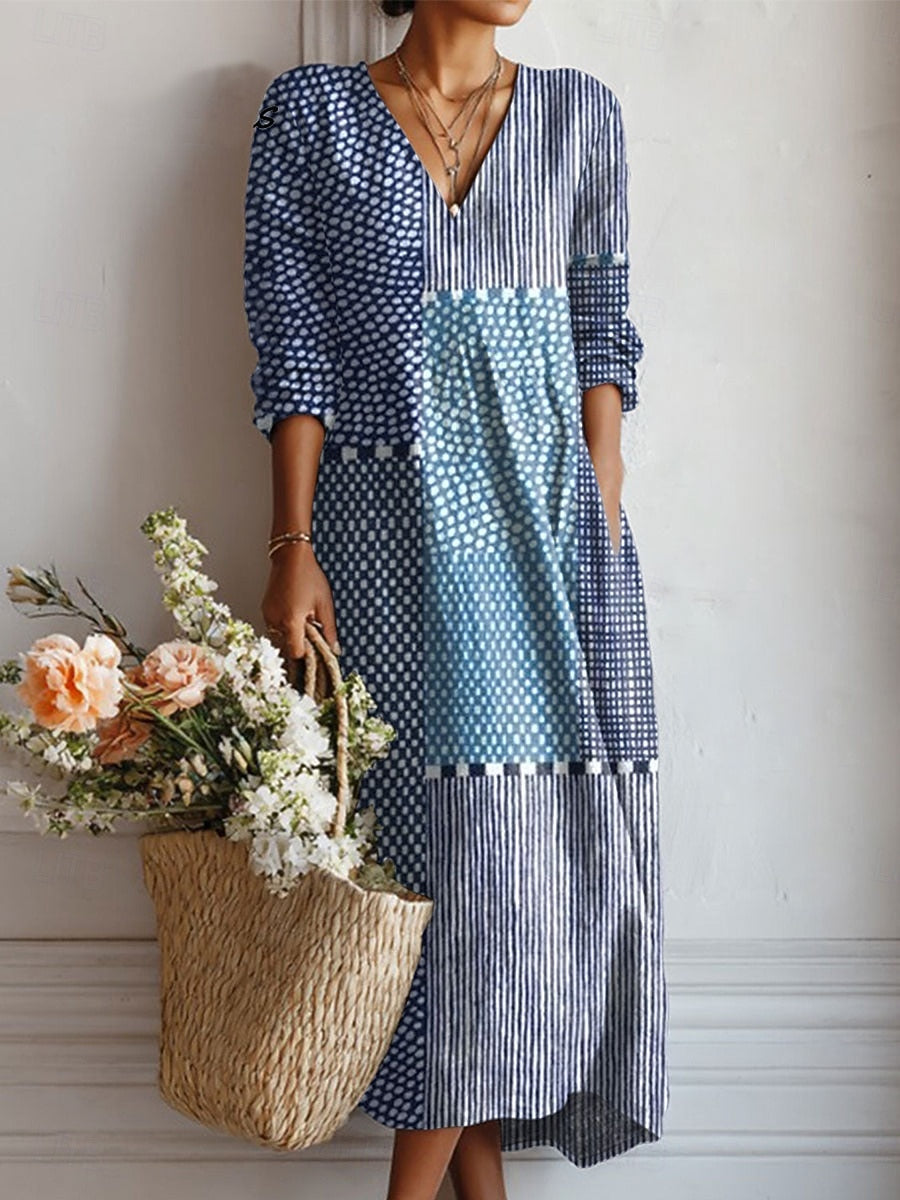 Flora Women’s Midi Dress with V-Neck and Long Sleeves in Floral Print 5