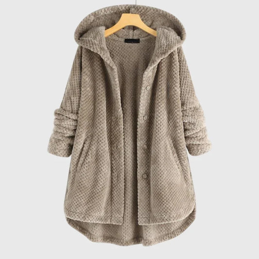 Franca Women’s Fleece Jacket featuring a cozy hood and a stylish reversible design, perfect for versatile layering in any season. 0