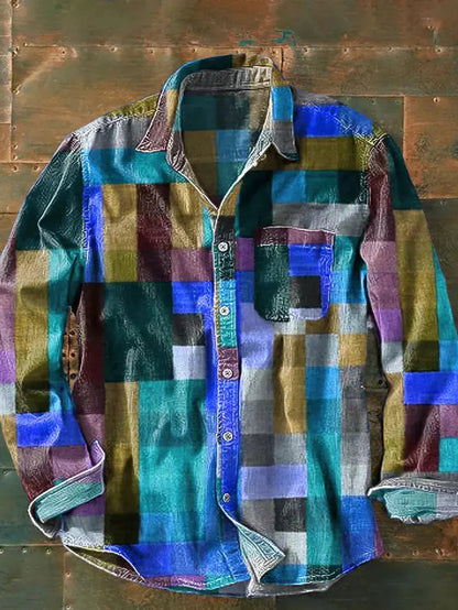 Francis Men’s Shirt with Unique Patchwork Design and Long Sleeves 2