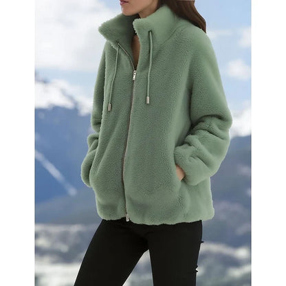 Freya Women's Coat featuring a stylish zip-up design and stand collar, perfect for everyday warmth and fashion. 0