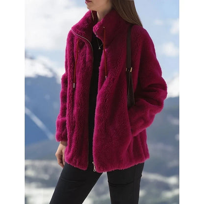Freya Women's Coat featuring a stylish zip-up design and stand collar, perfect for everyday warmth and fashion. 1