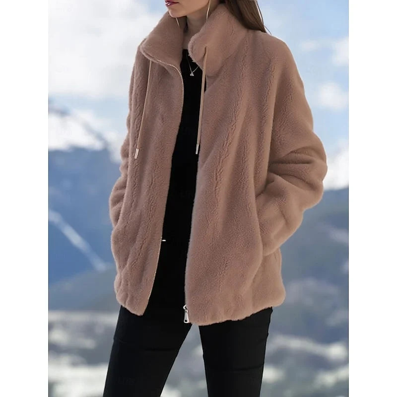Freya Women's Coat featuring a stylish zip-up design and stand collar, perfect for everyday warmth and fashion. 3