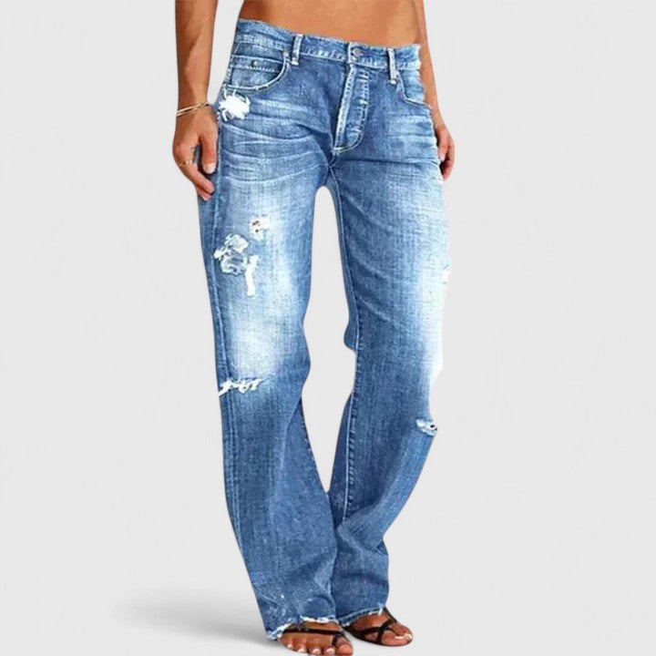 Frieda Women’s Jeans with Vintage Washed Finish and Loose Fit Wide Leg Design 0