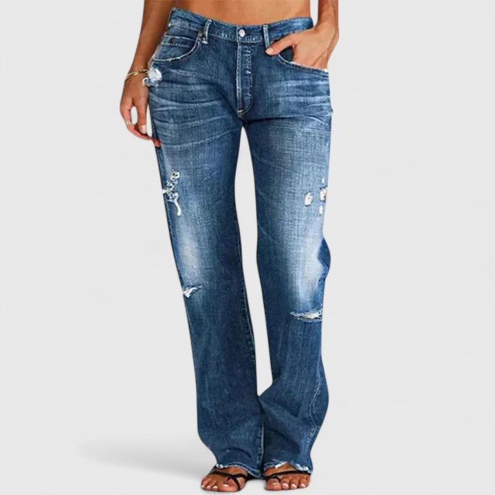 Frieda Women’s Jeans with Vintage Washed Finish and Loose Fit Wide Leg Design 1