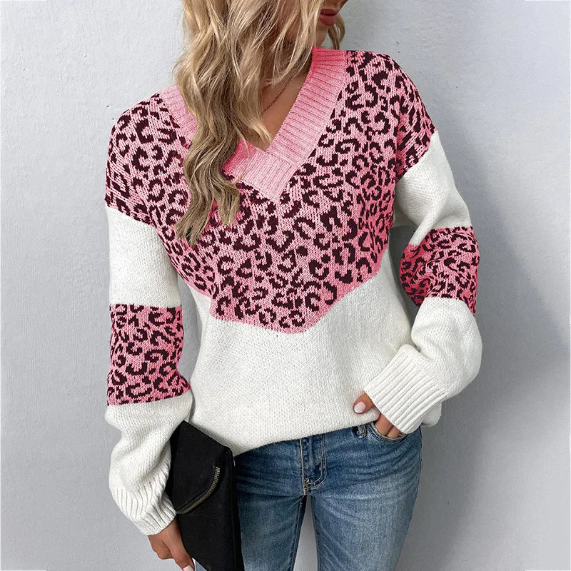 Gabriela Women's V-Neck Sweater | Elegant Leopard Pattern 3