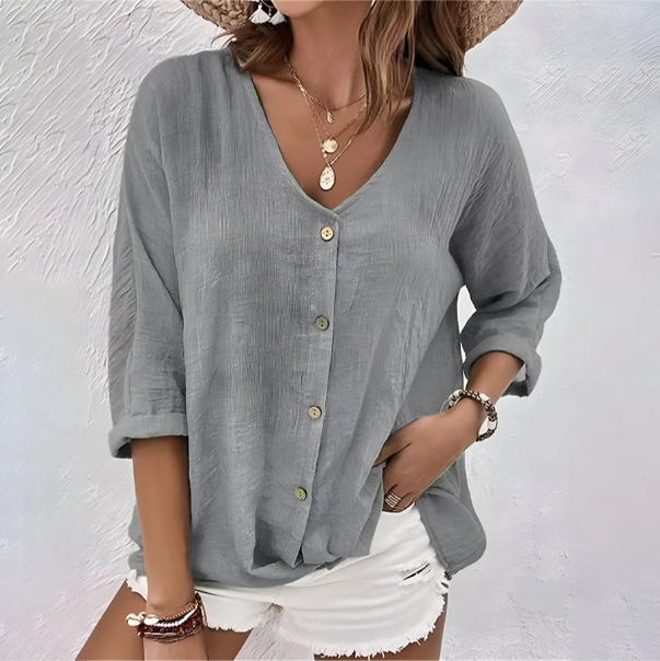 Giana Women’s Blouse with Relaxed Fit and Button-Up Front 1