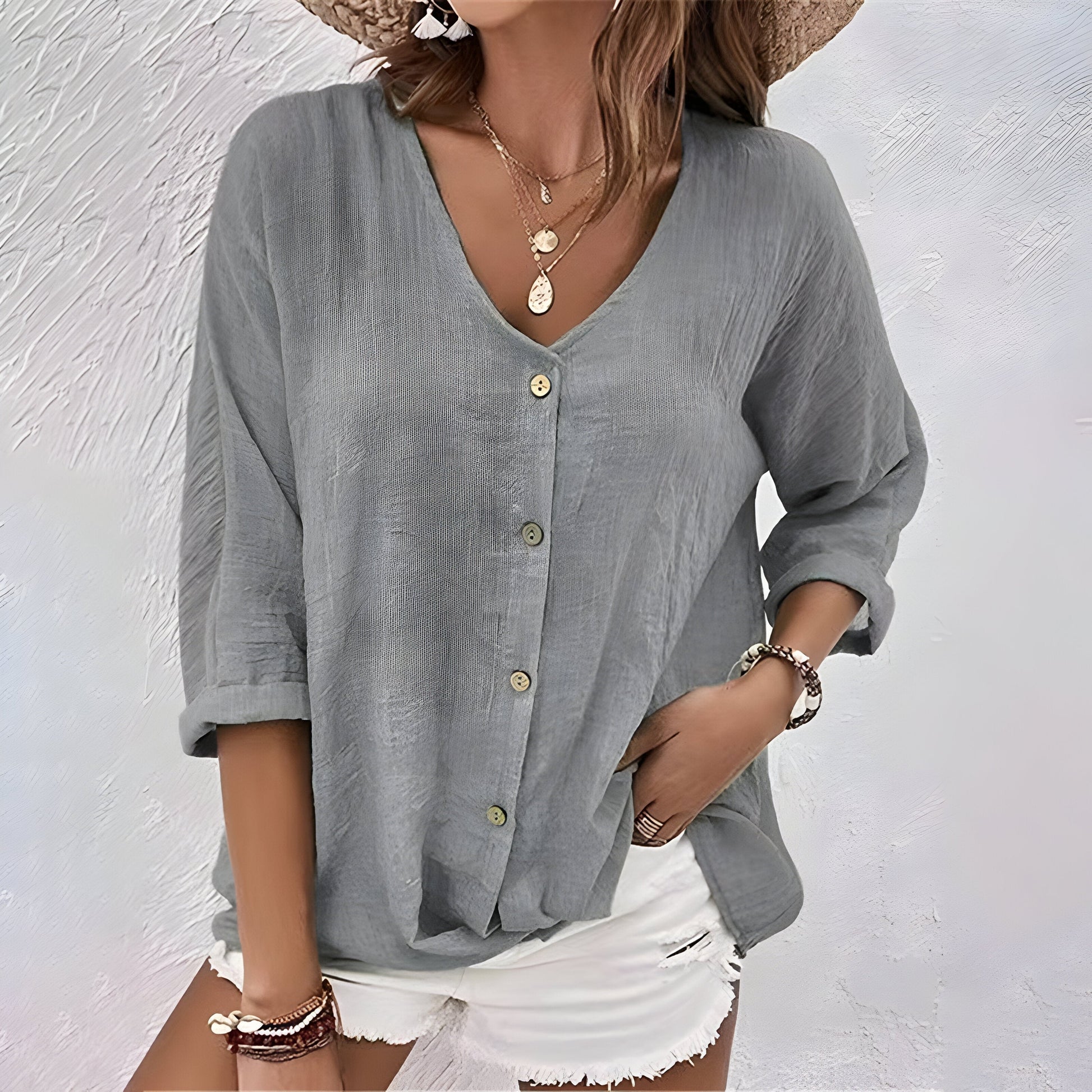Giana Women’s Blouse with Relaxed Fit and Button-Up Front 3