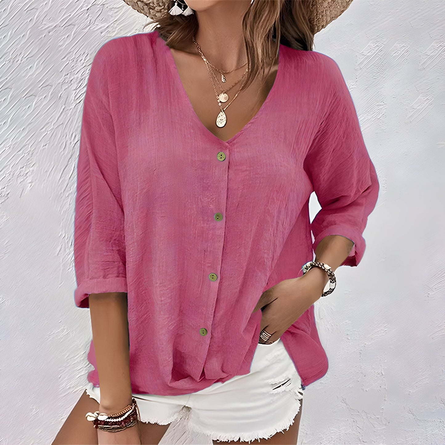 Giana Women’s Blouse with Relaxed Fit and Button-Up Front 4