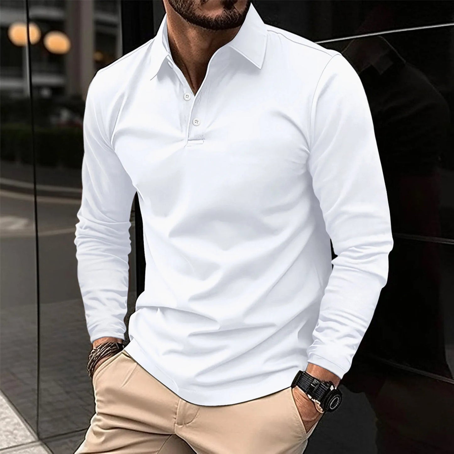 Gideon Men's Long Sleeve Polo Shirt with Slim Fit and Classic Collar 0