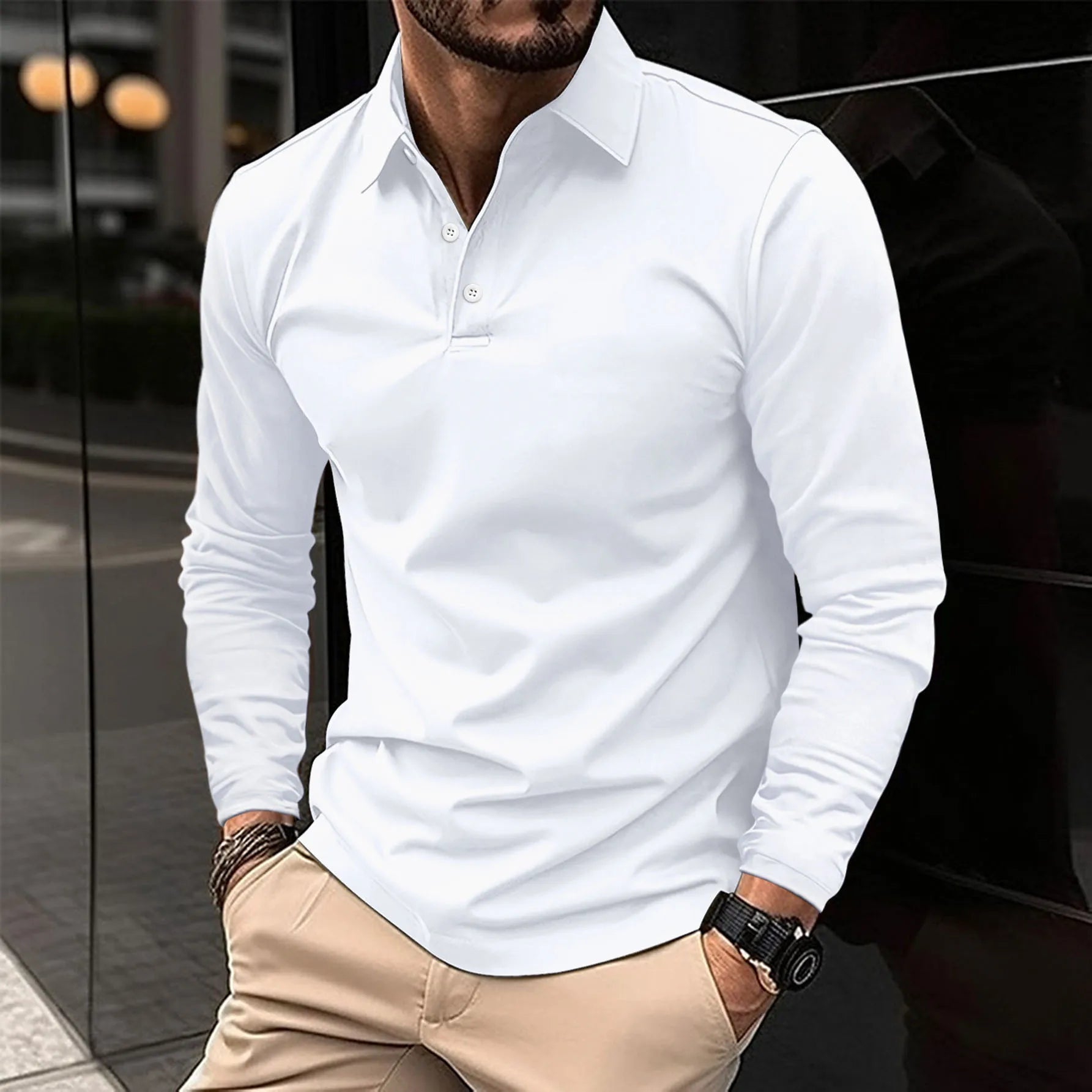 Gideon Men's Long Sleeve Polo Shirt with Slim Fit and Classic Collar 0