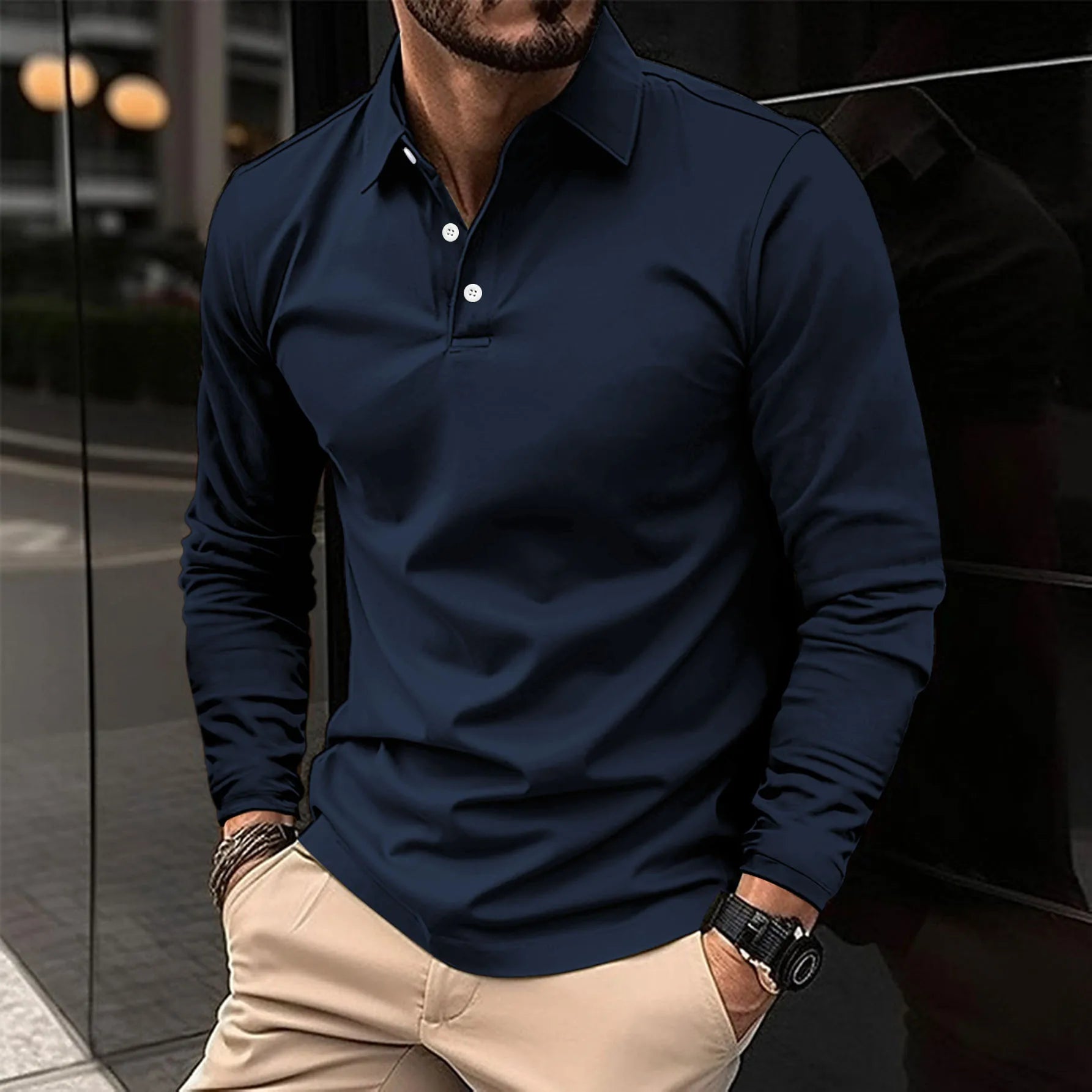 Gideon Men's Long Sleeve Polo Shirt with Slim Fit and Classic Collar 1