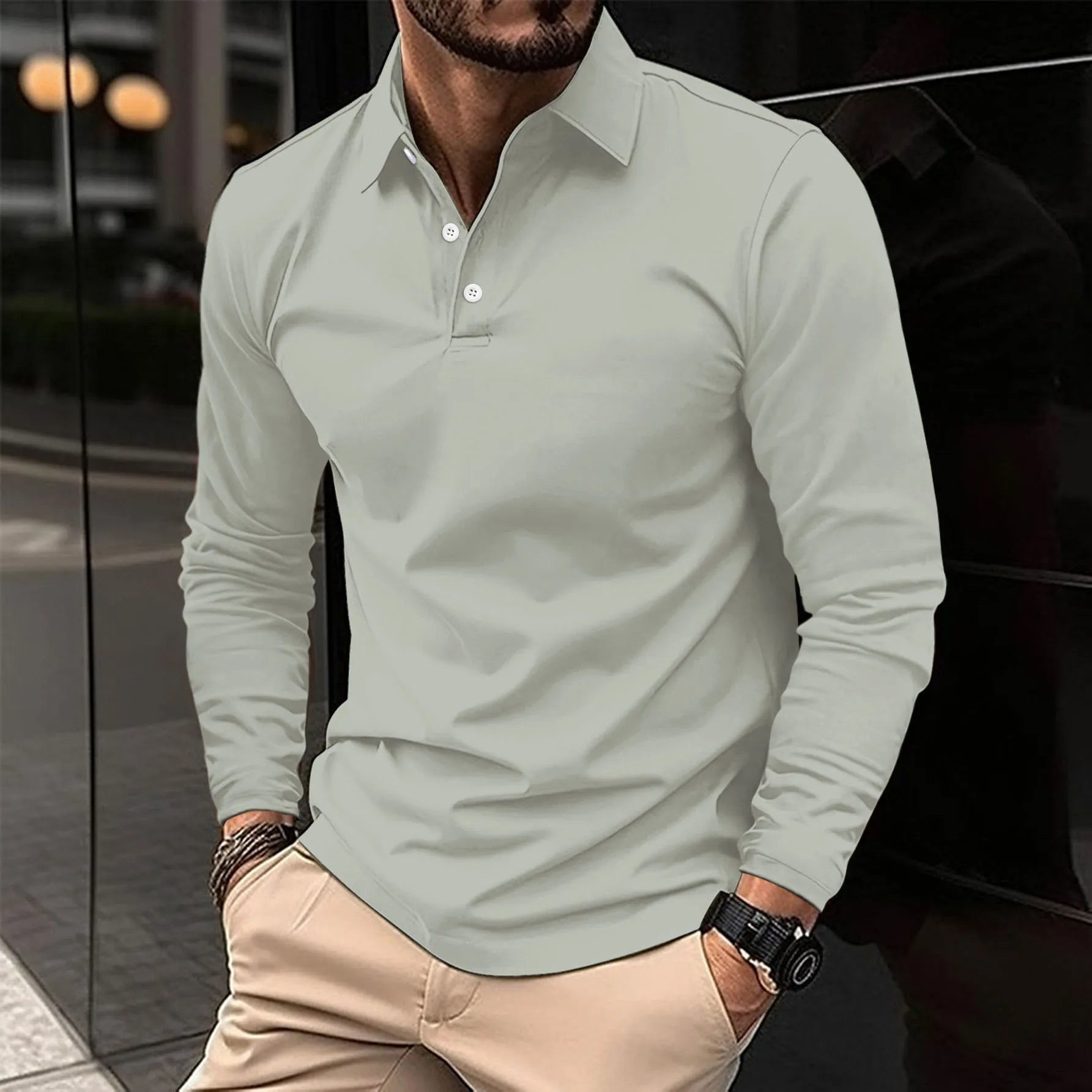 Gideon Men's Long Sleeve Polo Shirt with Slim Fit and Classic Collar 4