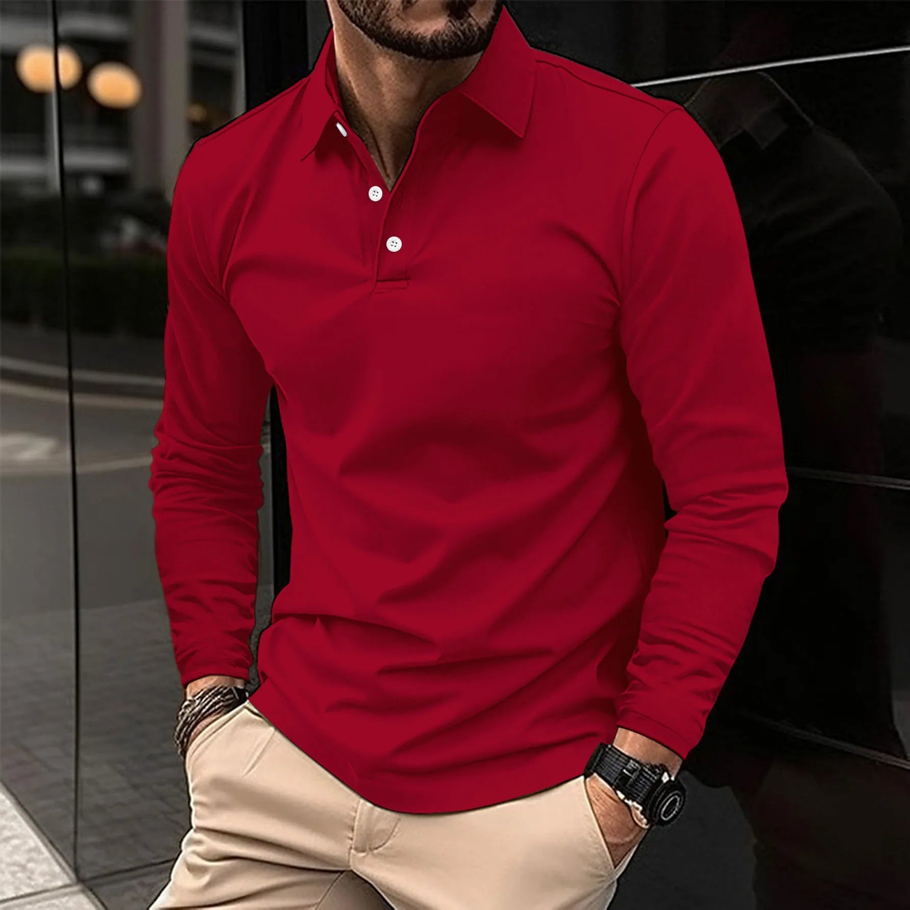 Gideon Men's Long Sleeve Polo Shirt with Slim Fit and Classic Collar 5