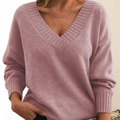 Grace Women's V-Neck Sweater | Cashmere Blend Long Sleeve Knit 4