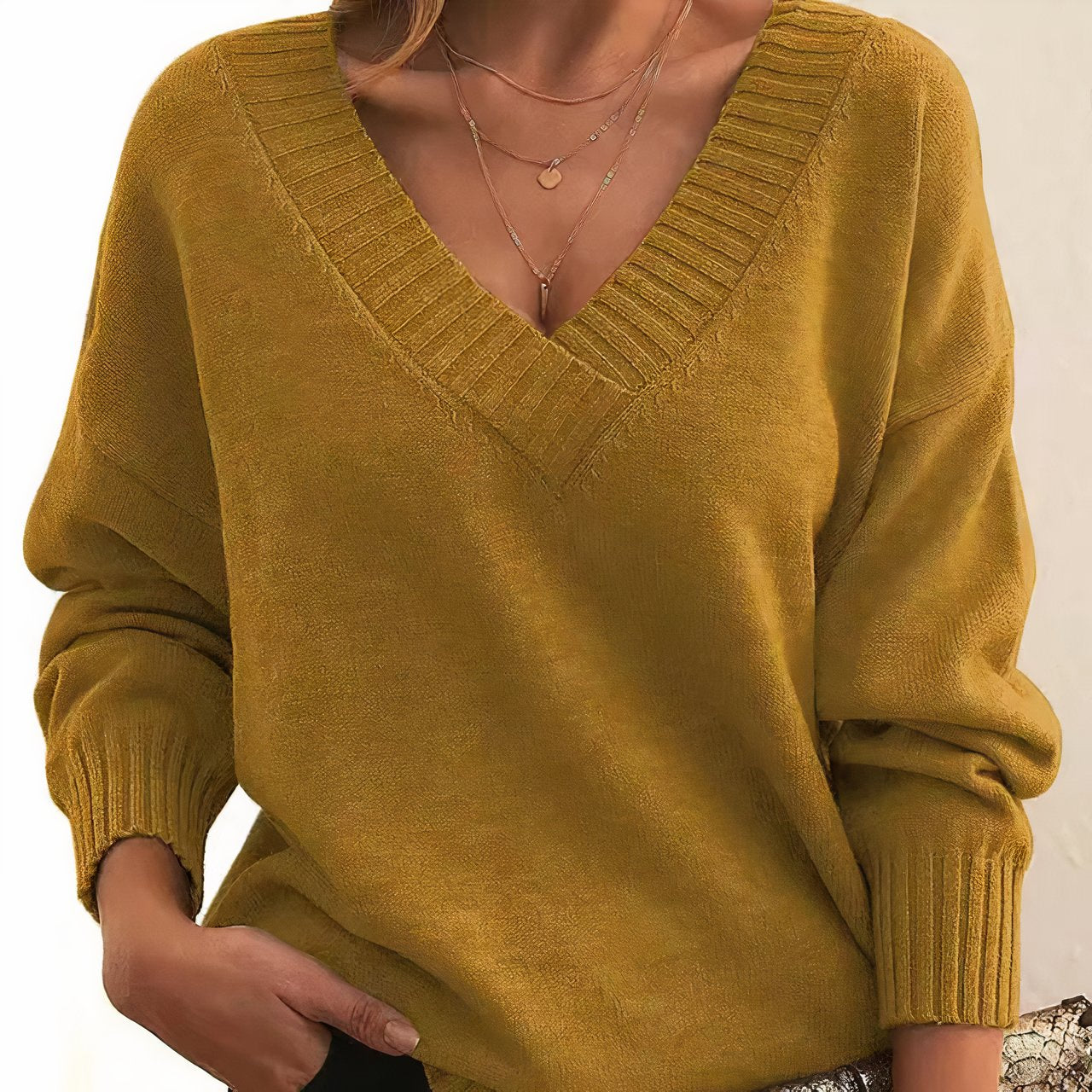 Grace Women's V-Neck Sweater | Cashmere Blend Long Sleeve Knit 6