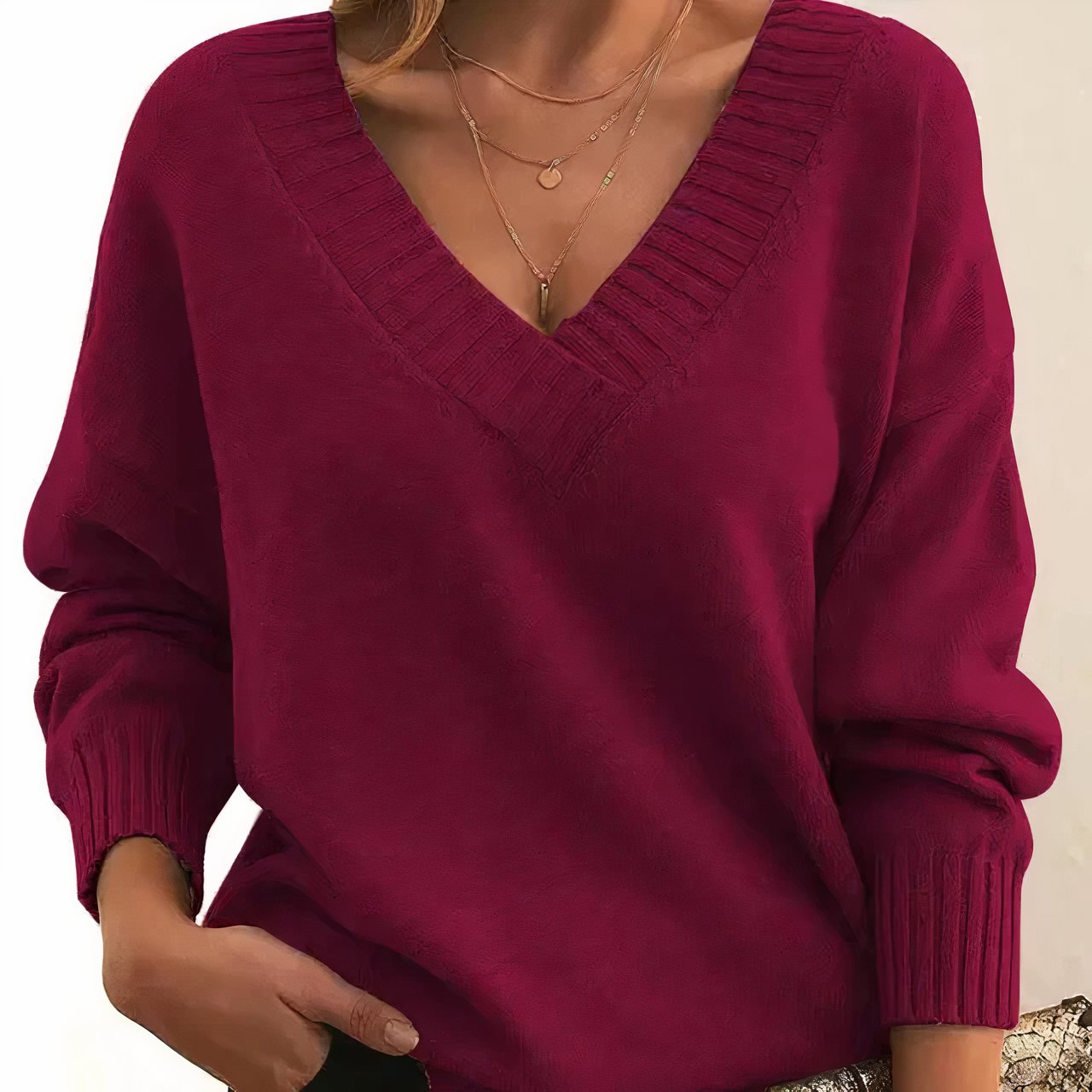 Grace Women's V-Neck Sweater | Cashmere Blend Long Sleeve Knit 7