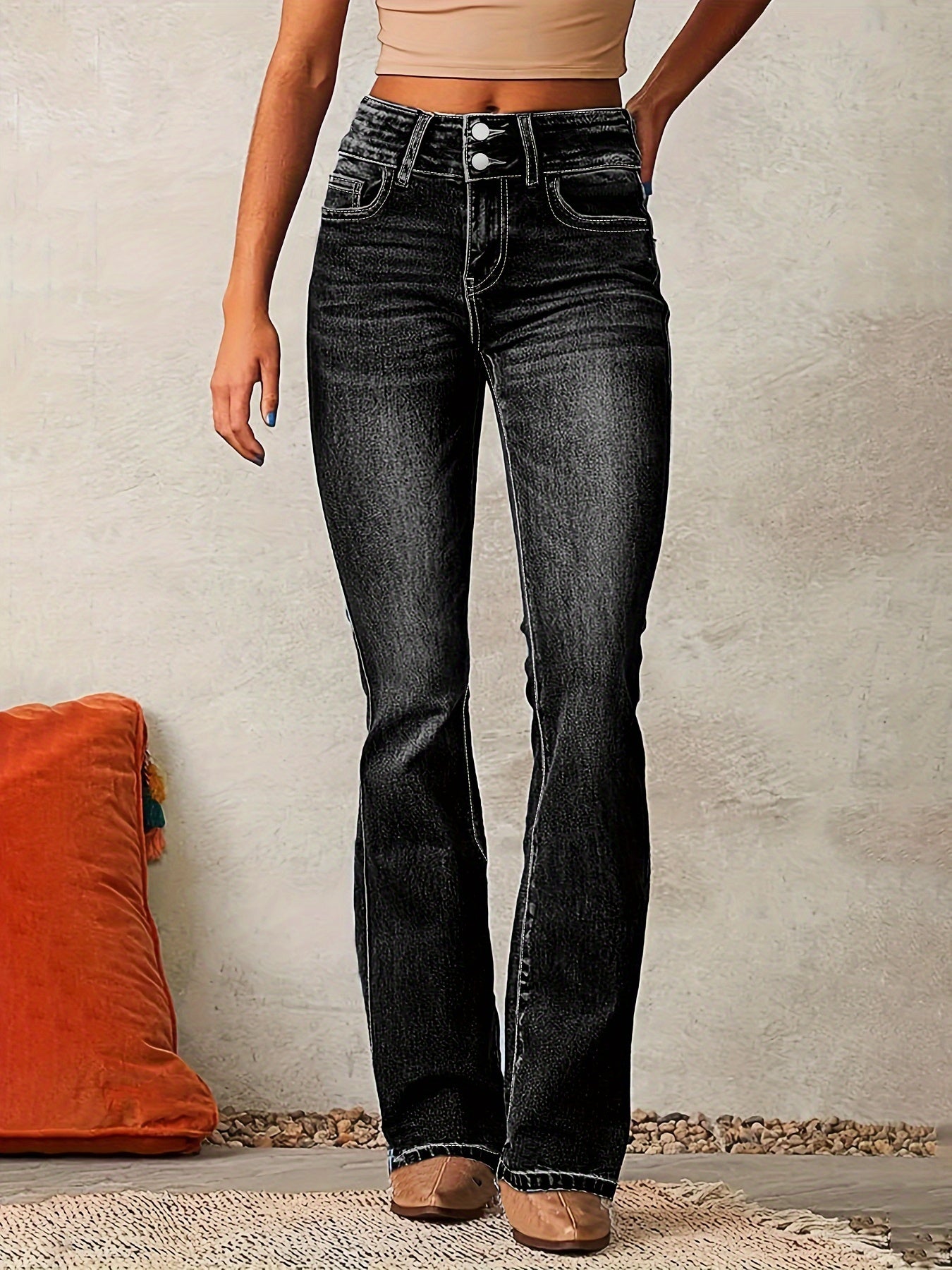 Grove Women’s Jeans with High-Waist Design and Wide Leg Cut 2