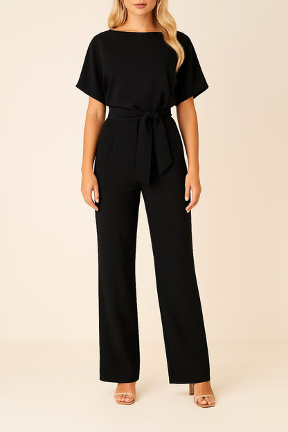Grove Women's Jumpsuit with Tie Belt and Wide-Leg Design 0