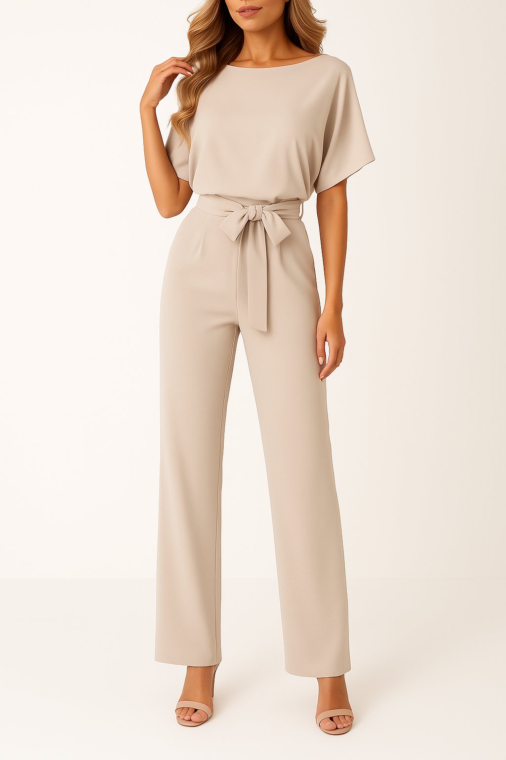 Grove Women's Jumpsuit with Tie Belt and Wide-Leg Design 2