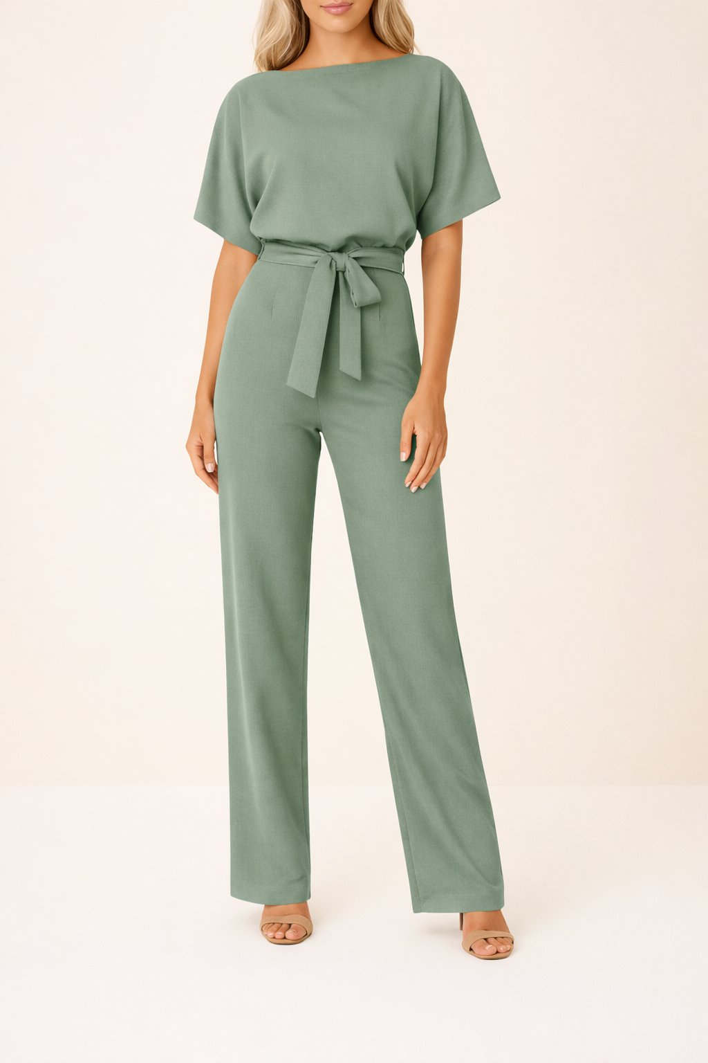 Grove Women's Jumpsuit with Tie Belt and Wide-Leg Design 3