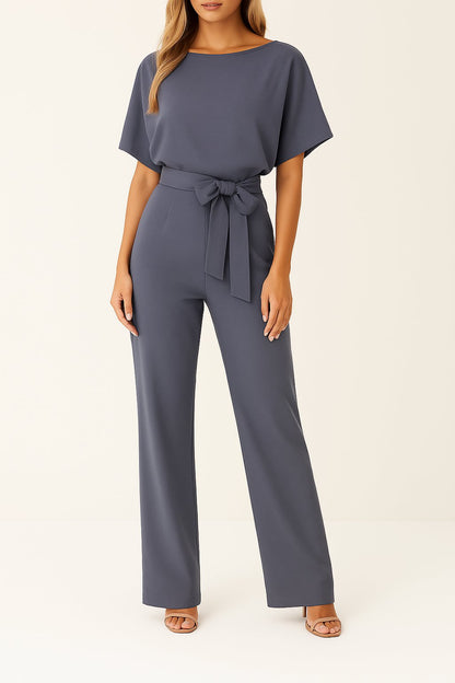 Grove Women's Jumpsuit with Tie Belt and Wide-Leg Design 4