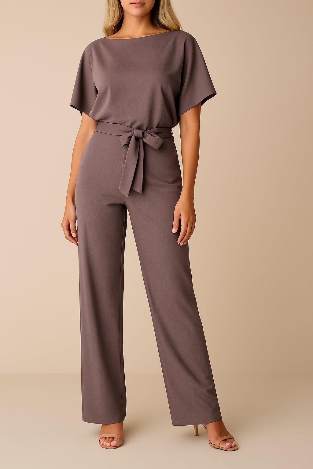 Grove Women's Jumpsuit with Tie Belt and Wide-Leg Design 6