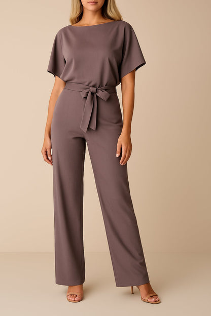 Grove Women's Jumpsuit with Tie Belt and Wide-Leg Design 6