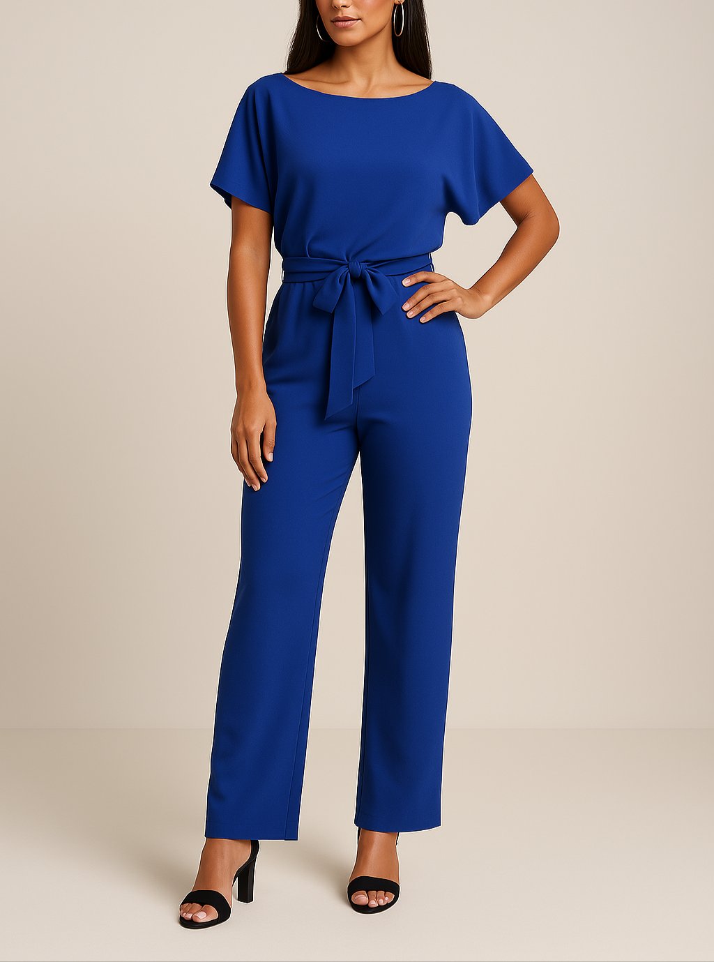 Grove Women's Jumpsuit with Tie Belt and Wide-Leg Design 7