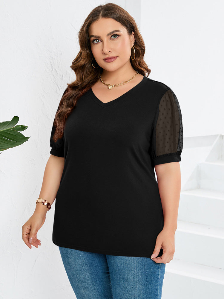Hanna Women’s V-Neck Top with Puff Sleeves 4