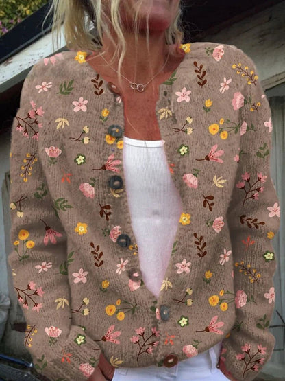 Harper Women’s Cardigan Sweater with Floral Knit and Button-Front Design 2